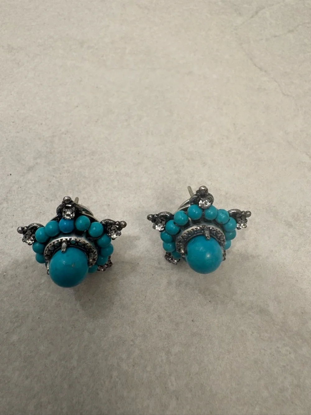 Anthropologie Rada Turquoise Rhinestone Star Post Earrings - Picture 3 of 8